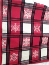 Christmas Plaid Embroidered Table Runner Snowflake Plaid Tartan Cotton 70"X15"