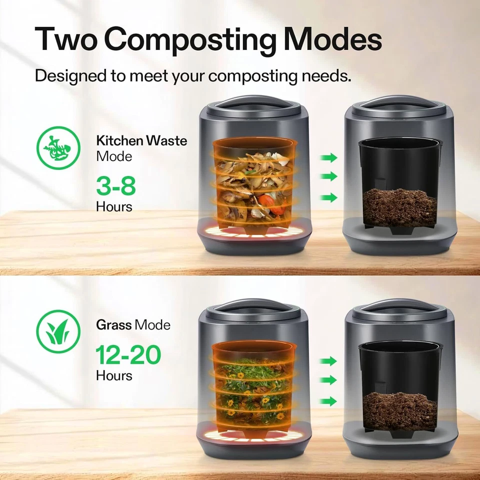 Cubo de compost inteligente VIVOSUN 4L limpieza automática inodoro para eliminación de residuos de cocina Foto 3 de 4