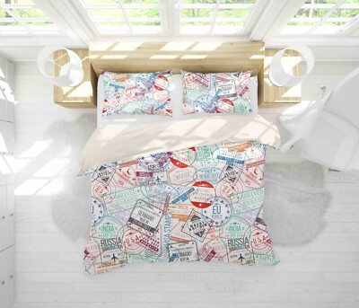 3D Postmark Pattern Colorful Quilt Cover Set Bedding Sets Pillowcases 64