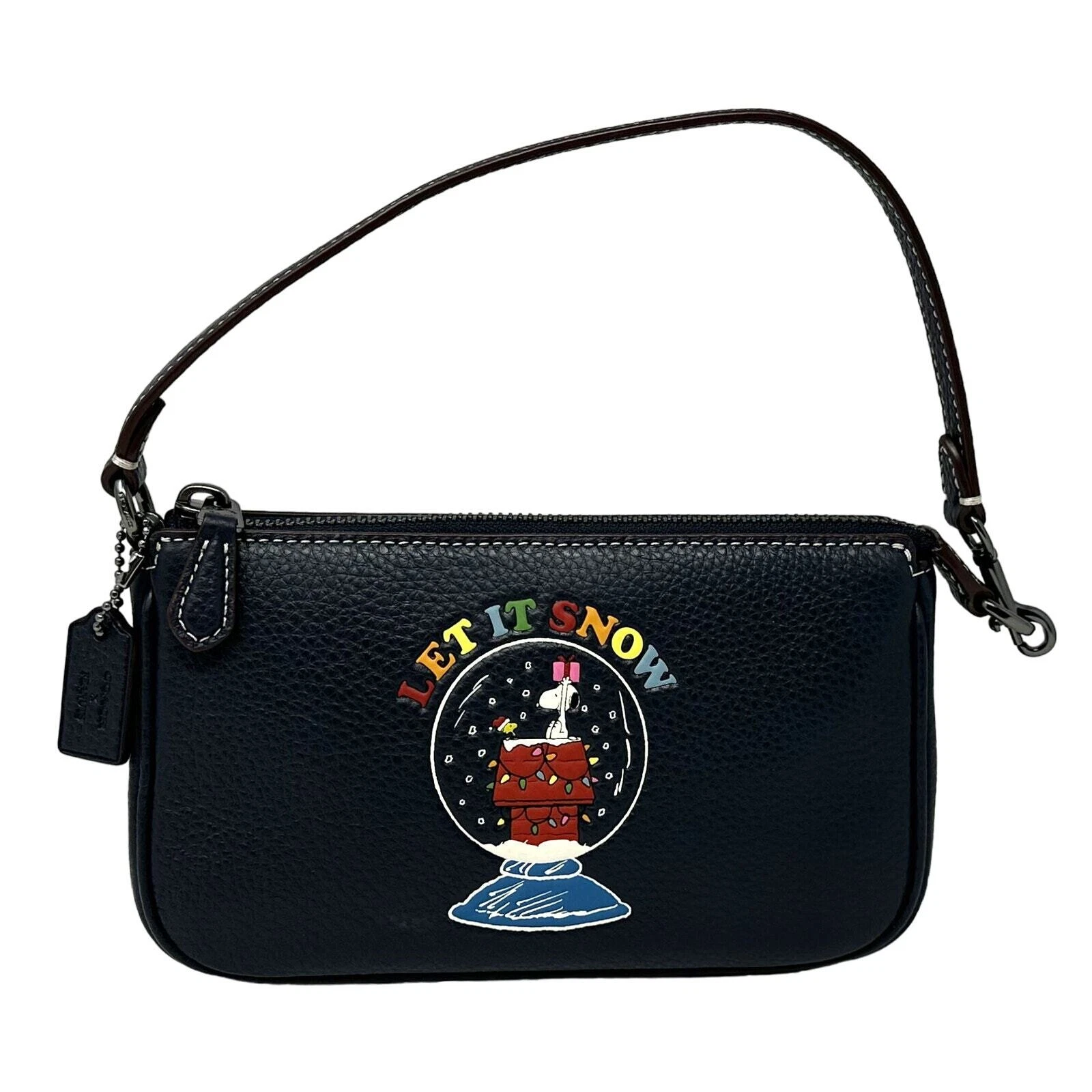 Coach X Peanuts Nolita 19 con motivo Snoopy Let It Snow Midnight Navy CE859