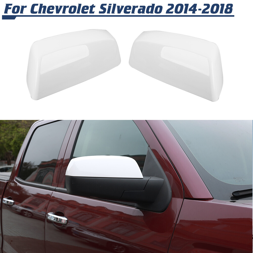 White Rearview Side Mirror Cover Trim For Chevy Silverado/GMC Sierra 2014-2018
