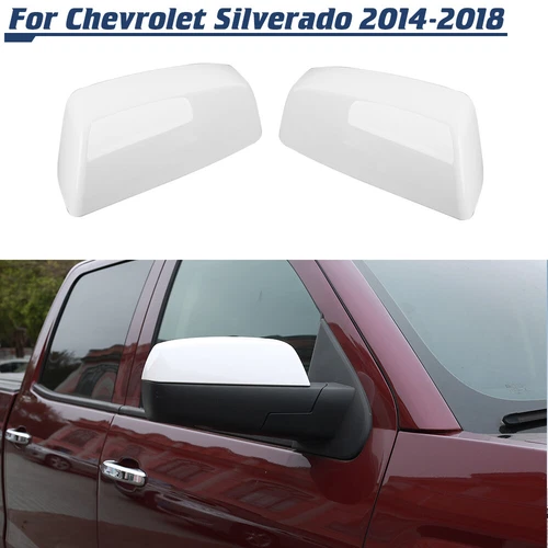 White Rearview Side Mirror Cover Trim For Chevy Silverado/GMC Sierra 2014-2018