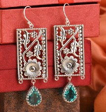 Beautiful Santamaria Aquamarine Dangle Earrings Sterling Silver Wedding Jewelry