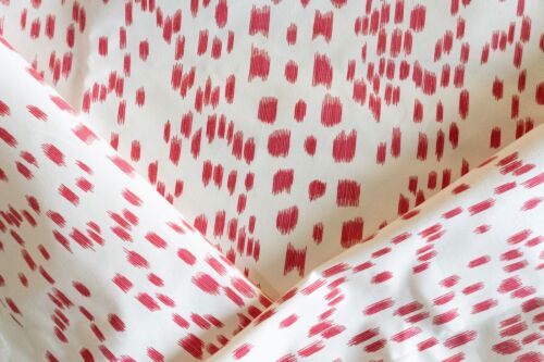 Brunschwig & Fils Les Touches in red, designer cotton fabric remnant 34 inches