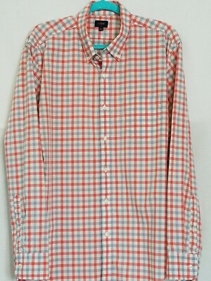 J Crew Mens Plaid Button Front Long Sleeve 100 Cotton Shirt Size
