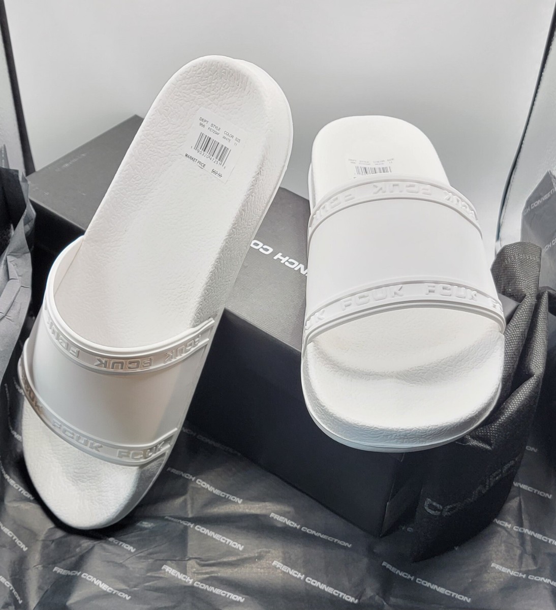 French Connection FCUK Fitch Slide Slip on Sandels WHITE Size 10