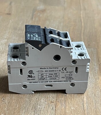 WOHNER AES 2X38 FUSE HOLDER 2 POLE 32A 690V WITH AM-TRAP 2000 FUSES ATQR25