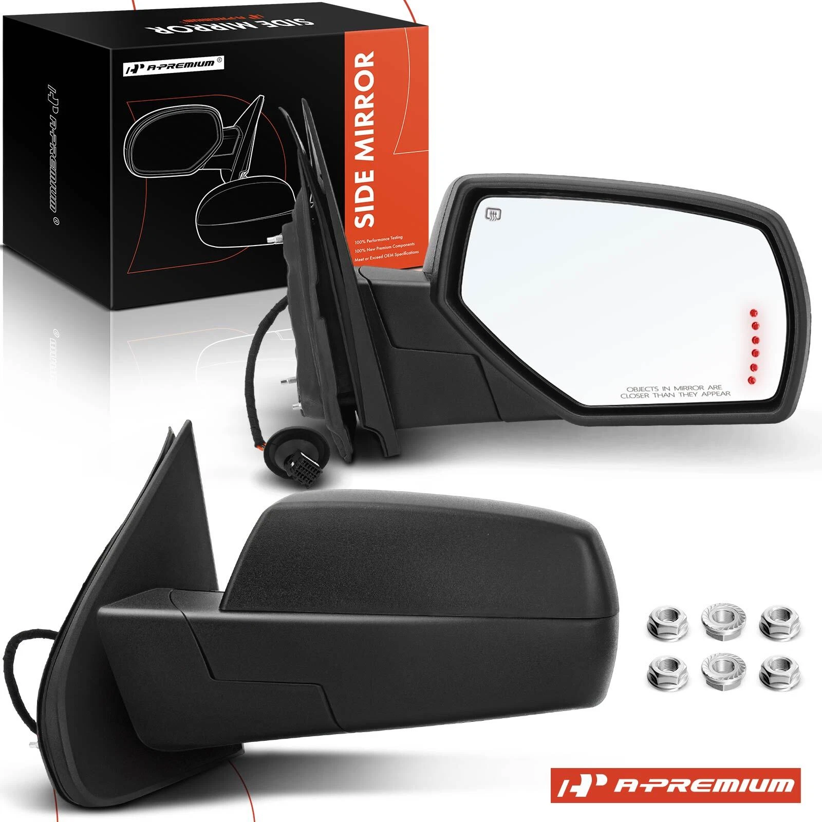 A-Premium Pair Power Towing Mirror w/Manual Fold Signal for Chevy Silverado 1500