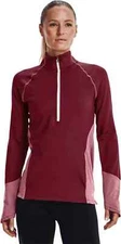 NWT $65 Under Armour Coldgear 1/2 Zip Active Top  Red Womens SMALL 1370199-626