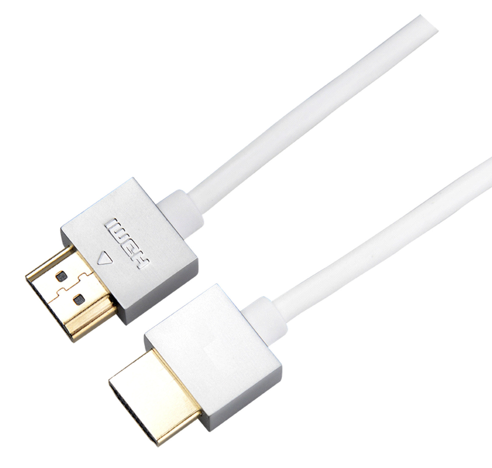 White 4m HDMI Cable Flexible Lead, Slim HDMI Plugs Wall Mounted TV