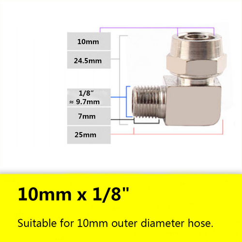 Male Thread x Push-on Fittings Elbow Quick Adapter for Air Tube Hose Ø 4mm-12mm - Picture 18 of 26