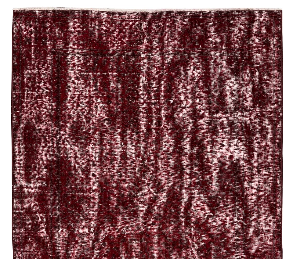 3.9x7 Ft Mid-20th Century Handmade Red Overdyed Rug from Central Anatolia - Image 4 of 4