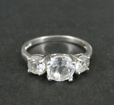 Ring Silver Cubic Zirconia 3 Stone Band Sterling 925 Size 5.5 Ring Band