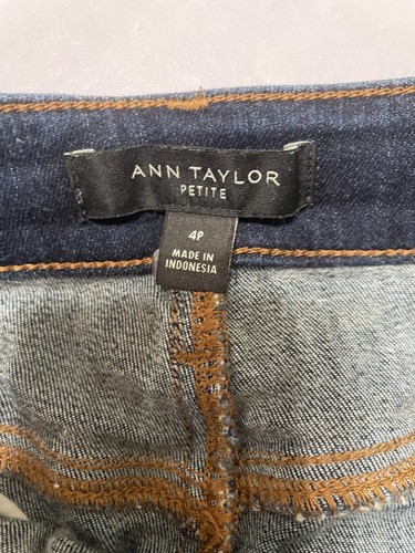 Anne Taylor Mini Blue Jean Skirt Button Up petite Size 4P 4 -678 - Picture 3 of 5