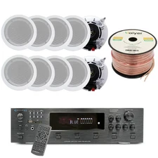 Home Theater System Kit Bluetooth Amplifier Ceiling Speaker 16 gauge 500 ft Wire