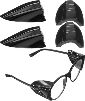 2 Pairs Safety Glasses Side Shields Black Protective Eyewear Covers