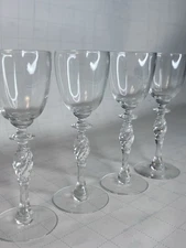 Hand Cut Crystal Cordial glasses Set of 4 Clear No Scratches Chips Beautiful