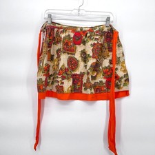 Reversible VTG Apron Colonial Americana Print Fabric Cottage Core Kitchen OS