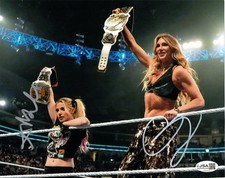 Charlotte Flair & Alexa Bliss Signed 8x10 Photo Women's Tag Team Champs JSA #6
