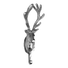 Wandhaken 22cm Hirsch Aluminium silber Geweih Garderobenhaken Guss Haken Rentier