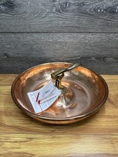 Handmade Italian Cu Artigiana Hammered Copper Nut Bowl W/ Sold Brass Nutcracker