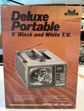 Vintage Deluxe Portable 5 B W TV,Great Condition Original Box With Instructions