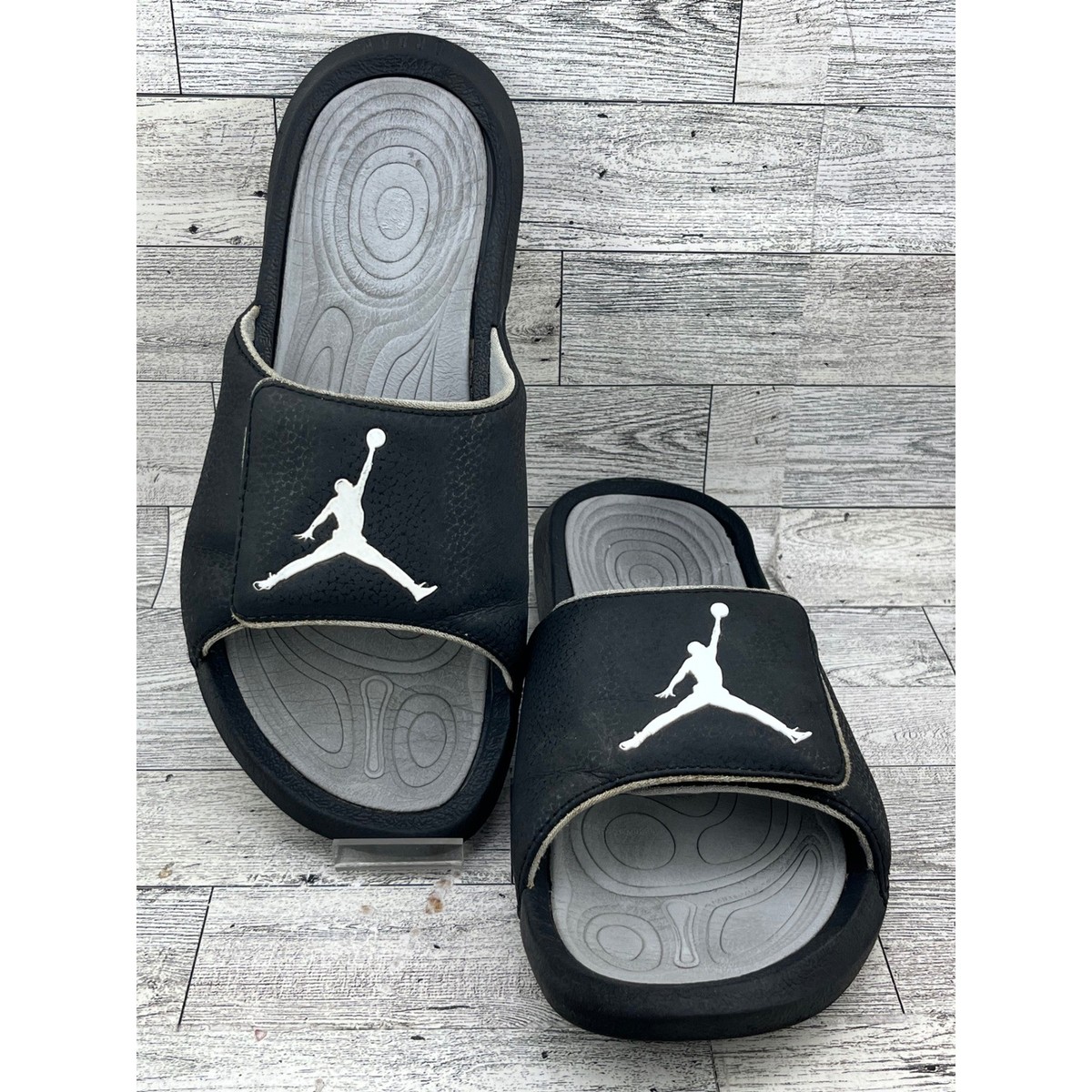 Jordan Hydro Men Slides Black Grey White Adjustable Strap 