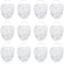 12 Pieces Funny Santa Beard Costume White Fake as the picture shown 