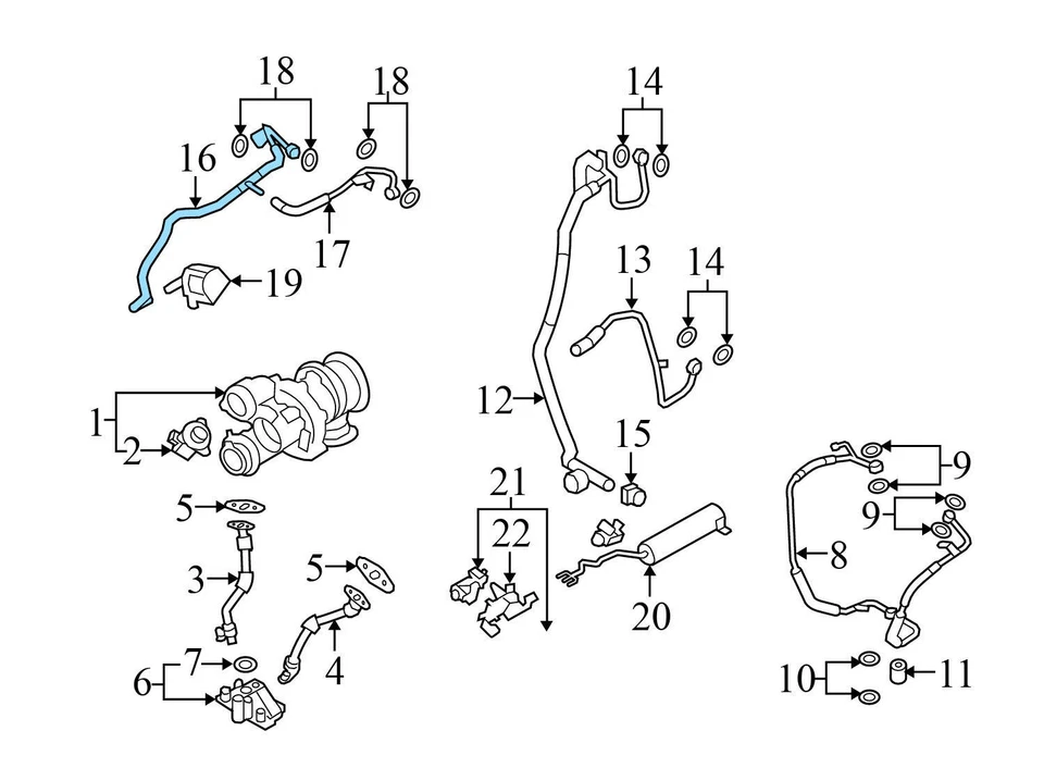 2012-2018 BMW 650I - Linha de retorno do líquido de arrefecimento turbo direita/tubulação 7577014 - Imagem 3 de 4