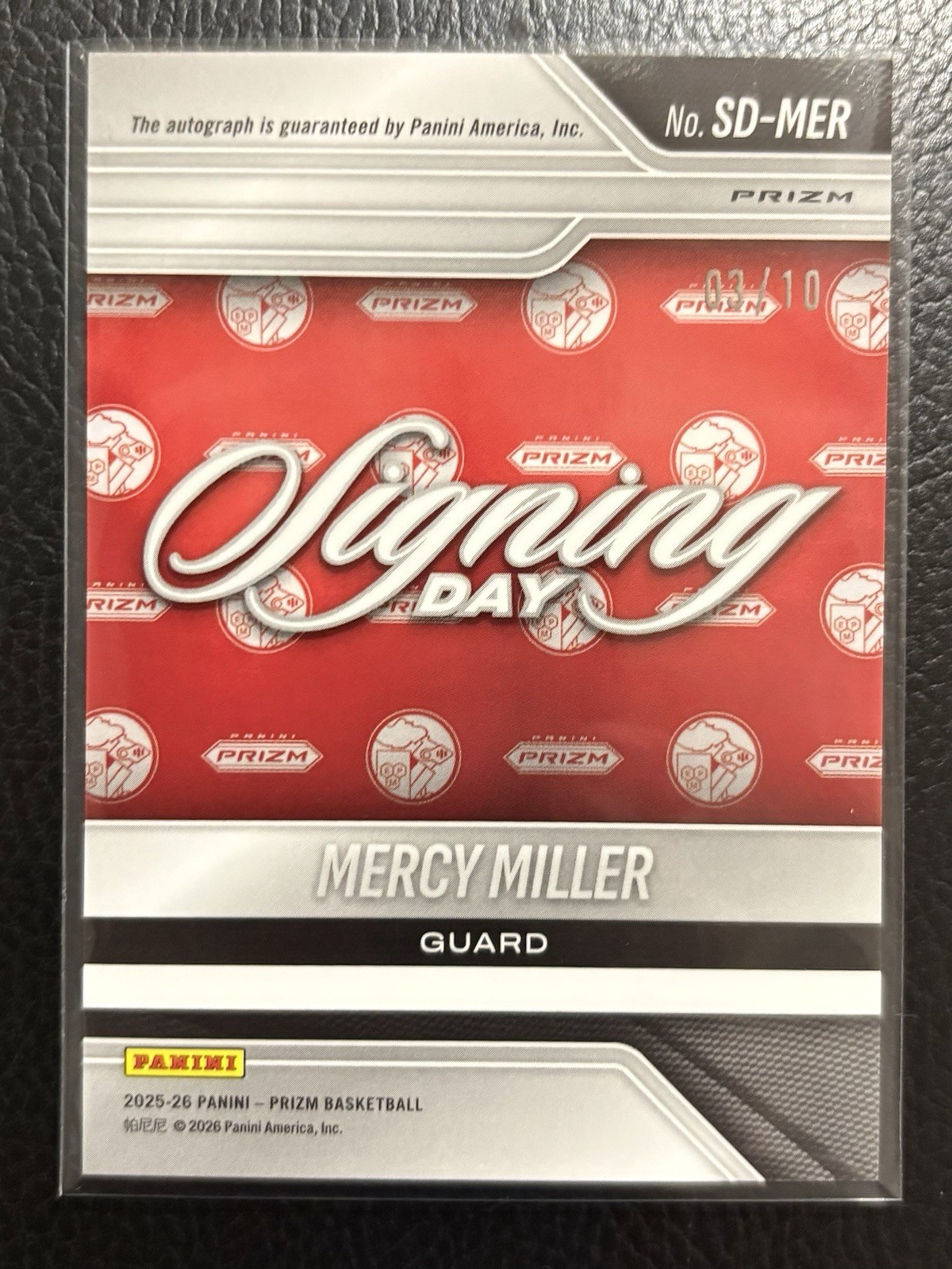 2025-26 Prizm Basketball NIL Mercy Miller Signing Day Gold Auto Autograph /10 view 2