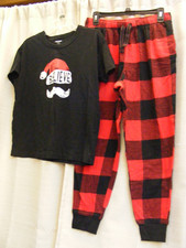Old Navy Women  s Sleep Pajama Pants Set Black/Red Plaid w/ Believe T-Shirt Small