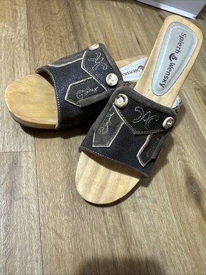Vintage Retro Spieth & Wensky Wooden Sandals / Traditional Shoes - Size 39