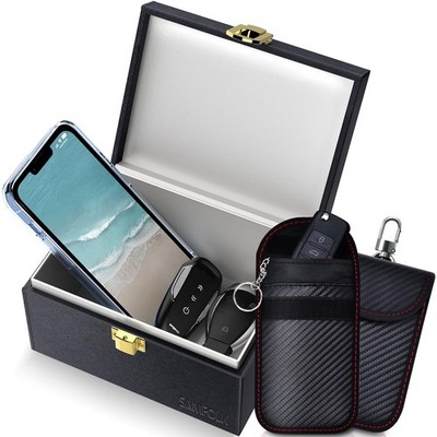Samfolk Faraday Box und Etui 2er Pack, schlüsselloser Zugang Autoschlüsseltresor klein, schwarz 