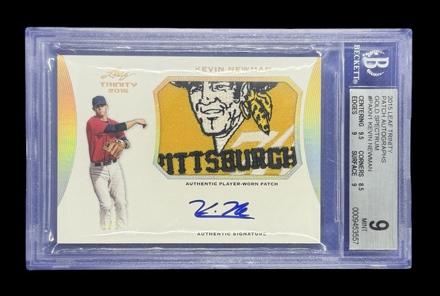 2015 Leaf Trinity Kevin Newman Rookie Patch Auto Pirates Logo 1/1