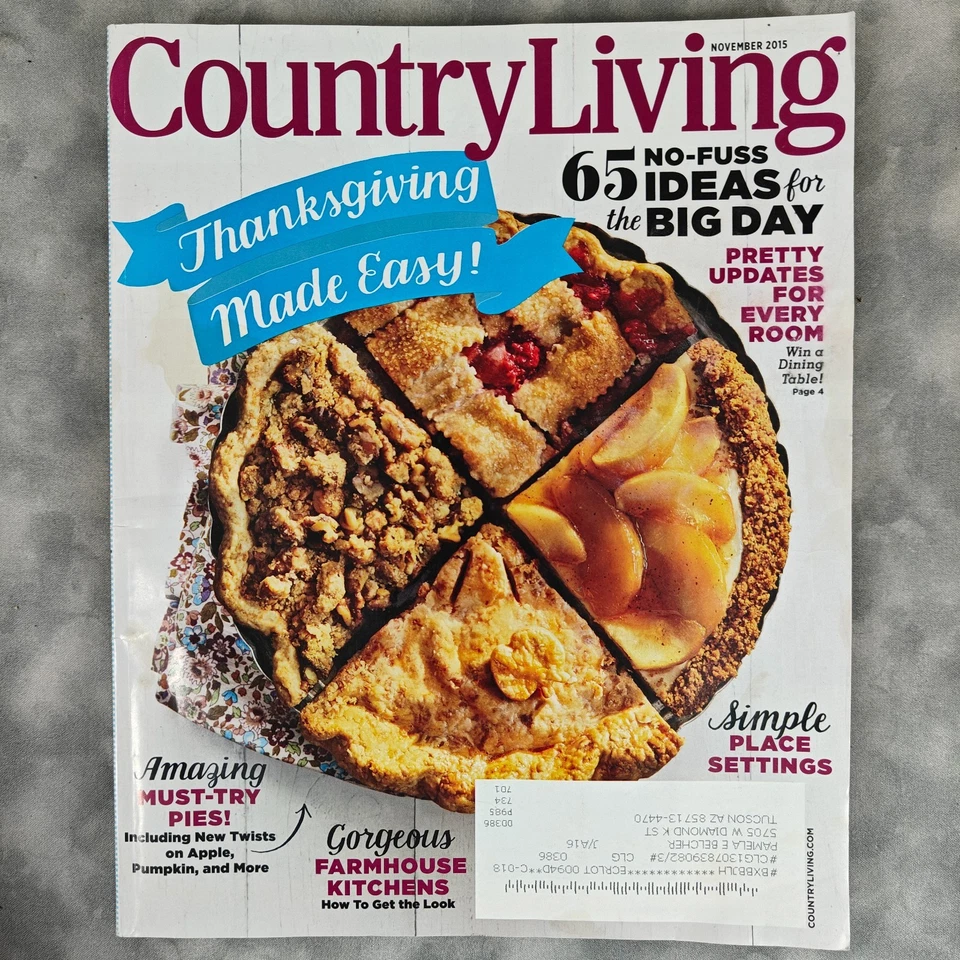 Country Living Magazine Lot (8) 2015 Issues Jun–Dec + Feb Home Décor & Recipes - Image 3 of 4