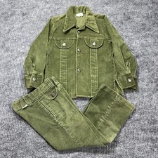 Vintage 80s 90s Winnie the POOH Toddler Green Corduroy Jacket Pants Set Sz 4 5