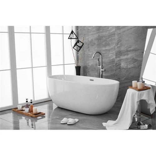Elegant Decor Allegra 67" Iron and Nylon Soaking Roll Top Bathtub in White - Picture 2 of 8
