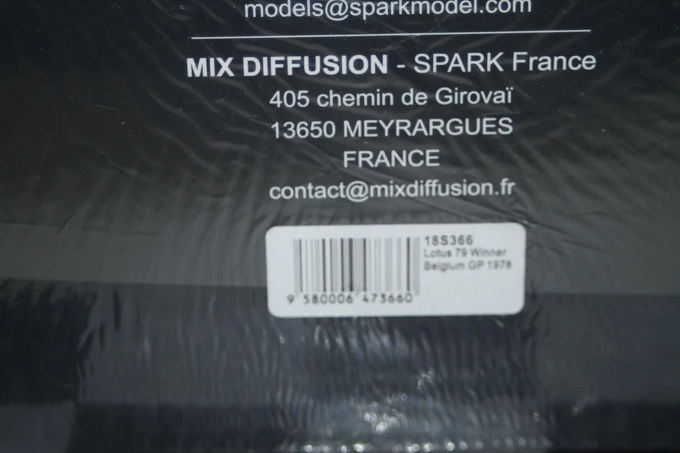 Spark Lotus 79 Winner Belgium GP 1978 1:18 Scale Resin 18S366 - Image 4 of 4