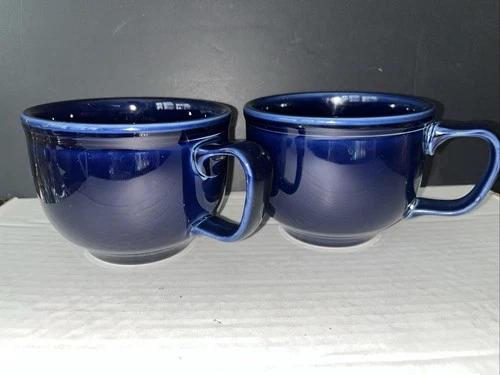 Set of 2 Fiesta Homer Laughlin Fiestaware Cobalt 18oz Jumbo Soup Mugs