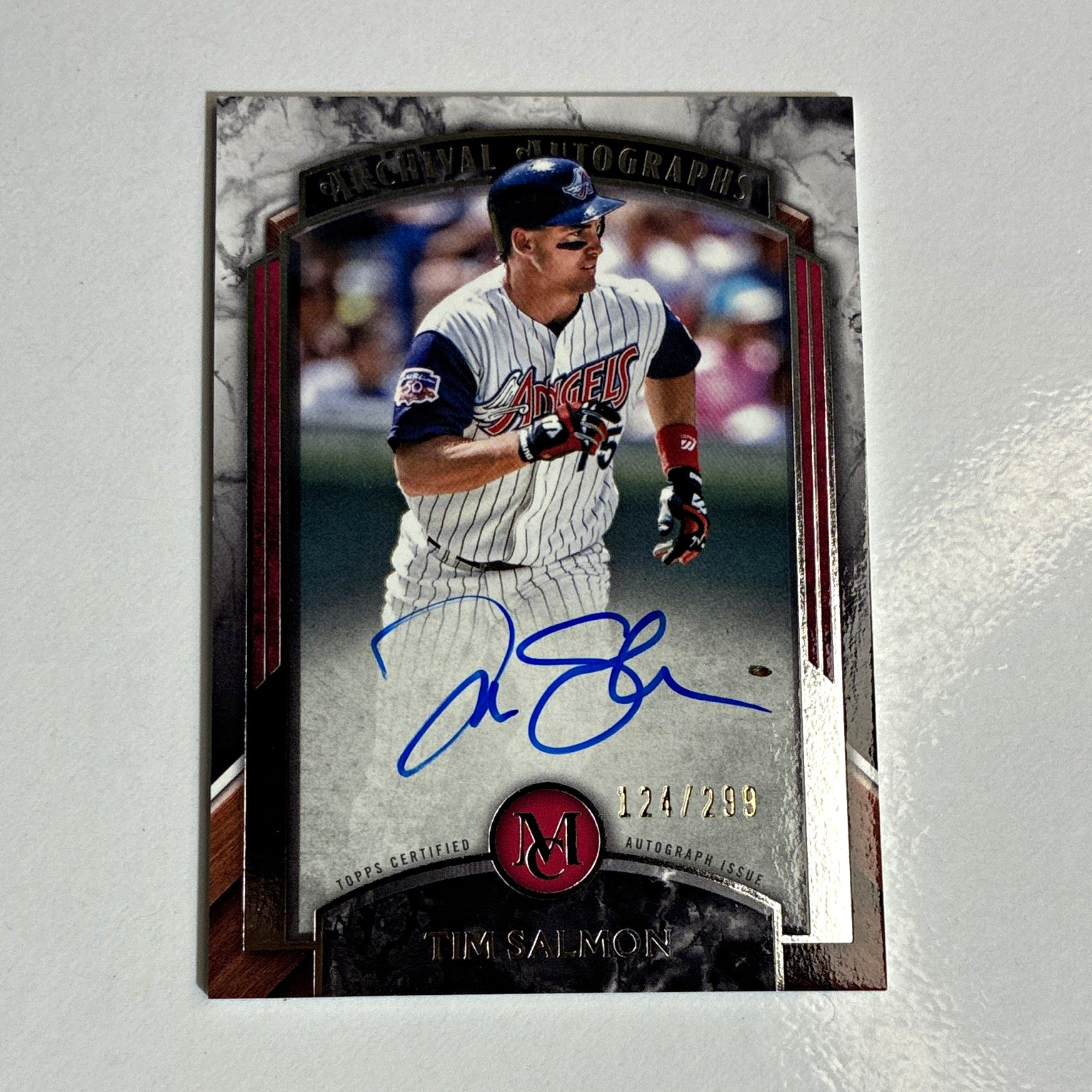 Topps 2022 Museum Collection Tim Salmon Archival Auto /299 #AA-TSA Angels
