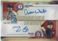 2018 BOWMAN DRAFT OWEN WHITE and TIM CATE RECOMMENDED VIEWING DUAL AUTO /99