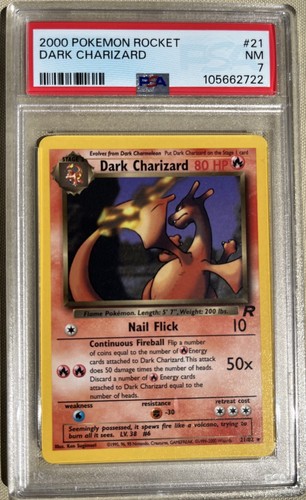 Vintage Dark Charizard 21/82 Team Rocket-Unlimited Edition Non-Holo PSA 7 - Picture 1 of 2