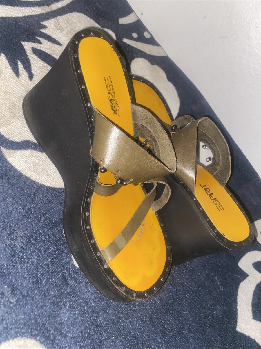 Y2K Vintage Espirit Chunky Platform Wedge Sandals 9 Boho Grunge