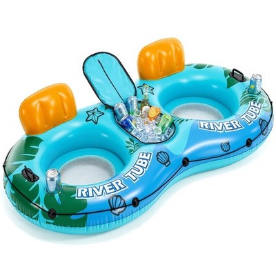 Gianna 2 Person Inflatable River Float with Removable Cooler and 2 Cup Holders