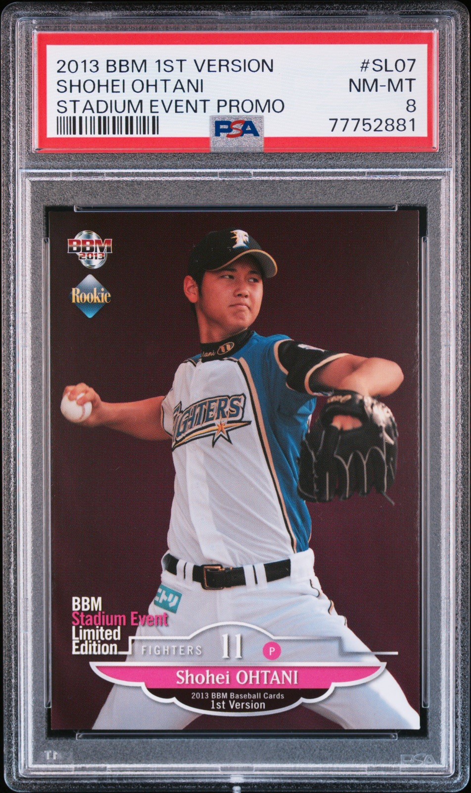 2013 BBM 1ST VERSION STADIUM EVENT PROMO #SL07 SHOHEI OHTANI PSA 8