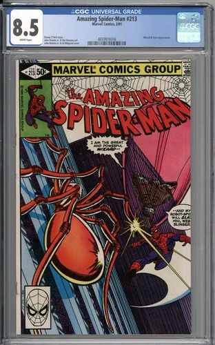 Amazing Spider-Man #213 CGC 8.5 VF+ Wizard & Llyra Appearance WHITE PAGES