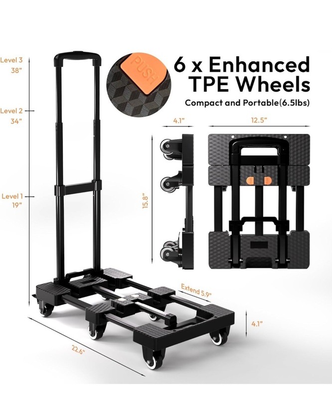 Folding Hand Truck Dolly Cart 500lb