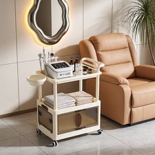 Mobile Barber Salon Hairdressing Beauty Salon LockableTrolley Storage Shelf Rack