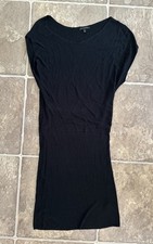 Banana Republic Factory Women’s Knit  V-Neck Black Ribbed Dress Medium SS