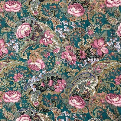 Vintage Kenmill Paisley Floral Cotton Fabric 89'' x 53'' Sewing Supplies
